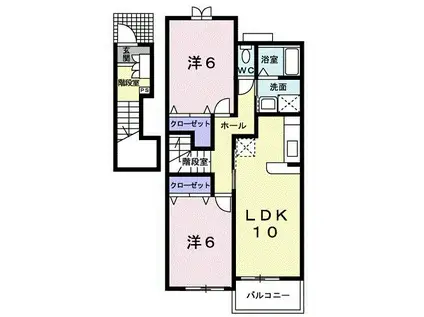 フェニックス メモリー A(2LDK/2階)の間取り写真