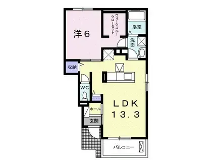 クーラヴェルデA(1LDK/1階)の間取り写真