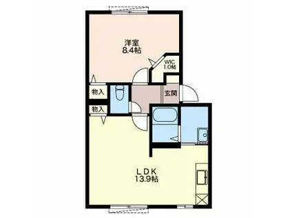 エクセランB棟(1LDK/1階)の間取り写真