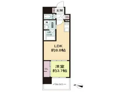 アーバイン比治山(1LDK/5階)の間取り写真