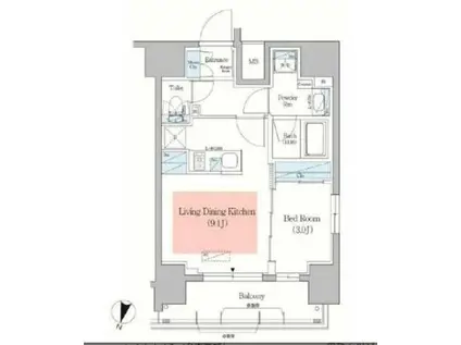 アーバネックス千代田淡路町(1LDK/9階)の間取り写真