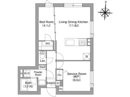 コンフォリア・リヴ両国イースト(1SLDK/1階)の間取り写真