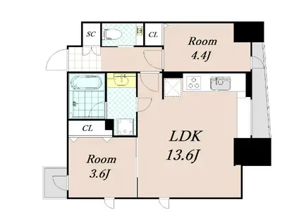 STANDZ京都二条(2LDK/3階)の間取り写真