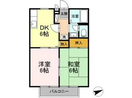 ハイライズ新涯(2DK/1階)の間取り写真