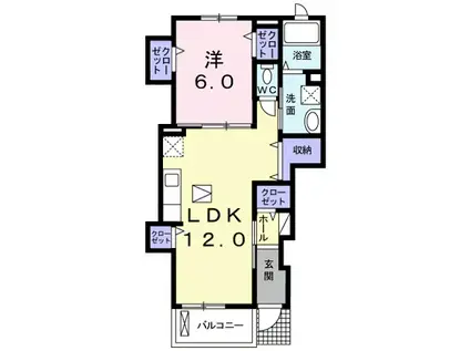 アプリコットこうなん(1LDK/1階)の間取り写真