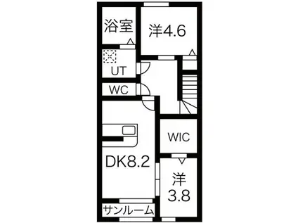 レユシール(2DK/2階)の間取り写真