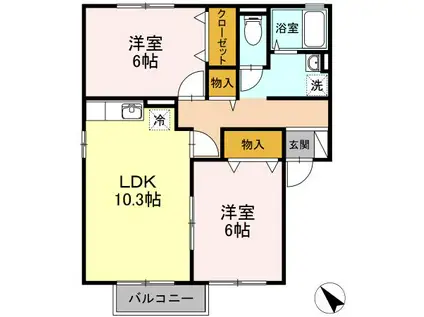カーサエスペランザA(2LDK/1階)の間取り写真