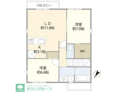 メディーナ(2LDK/2階)の間取り写真