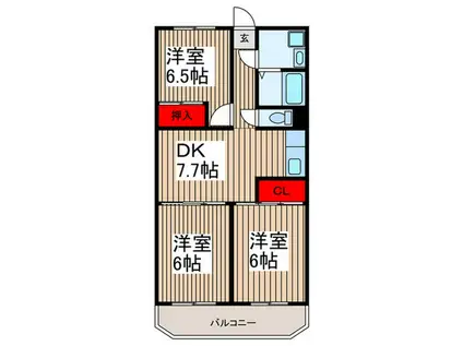 風見鶏グランドハイツⅡ(3DK/2階)の間取り写真