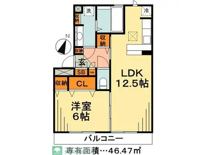 ロイヤルティアラV・VIV(1LDK/3階)の間取り写真