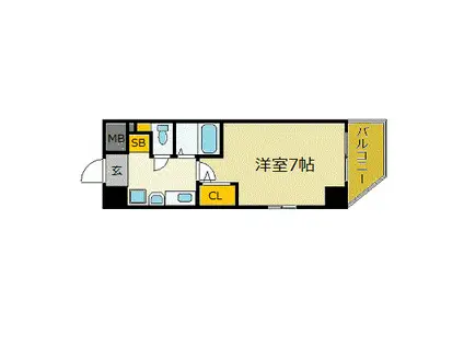 エスリード上本町北(1K/4階)の間取り写真