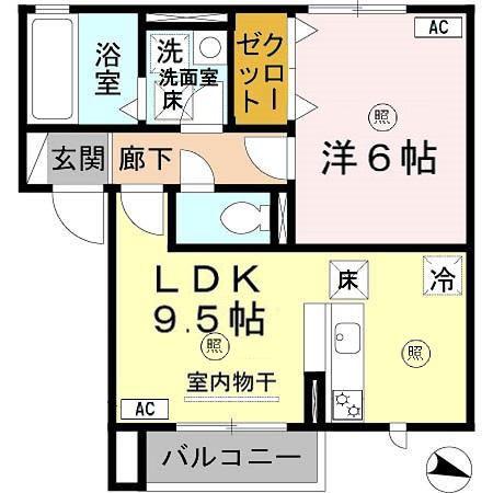 ヴィラ・シャロム A棟(1LDK/1階)の間取り写真