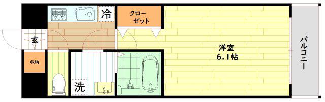 JMFレジデンス桜ノ宮(1K/6階)の間取り写真
