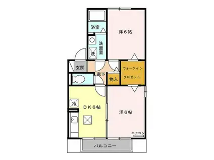 ヴァンコートB棟(2DK/1階)の間取り写真