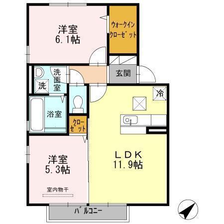 サーフスリィフォレスタ(2LDK/1階)の間取り写真