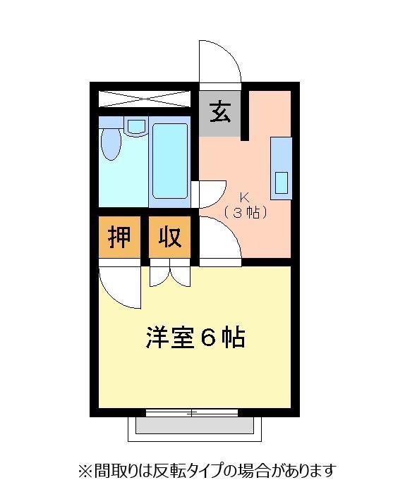 カレッヂ1(1K/1階)の間取り写真