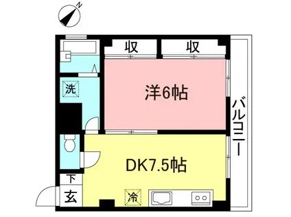 KT宮坂(1DK/1階)の間取り写真