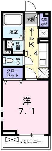 サニーコート(1K/2階)の間取り写真
