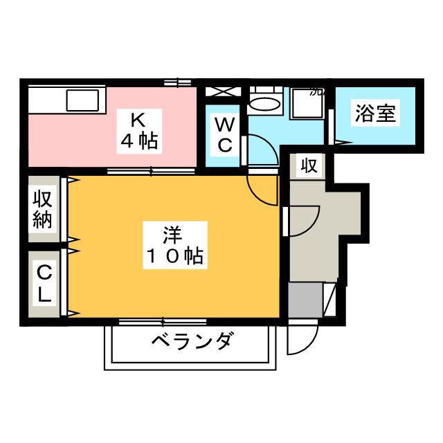 エーデルハイム(1K/1階)の間取り写真