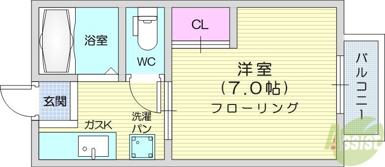 イン上杉(1K/1階)の間取り写真