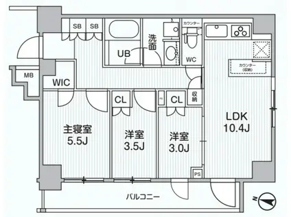 アリビス綾瀬(3LDK/5階)の間取り写真