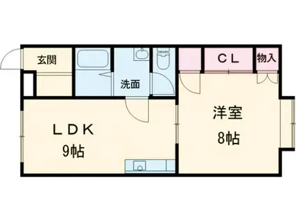 ロイヤルガーデンA(1DK/3階)の間取り写真