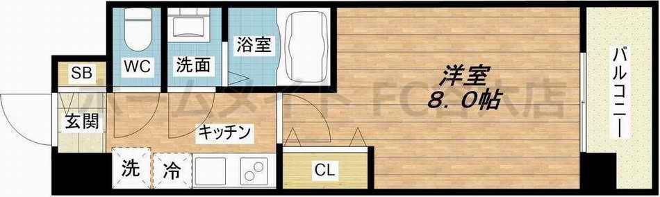 MV.IMP大阪鶴橋(1K/7階)の間取り写真