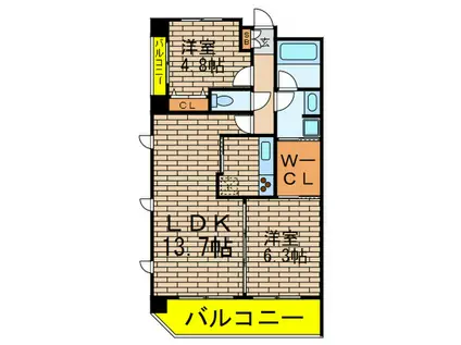 レジディア祐天寺(2LDK/1階)の間取り写真