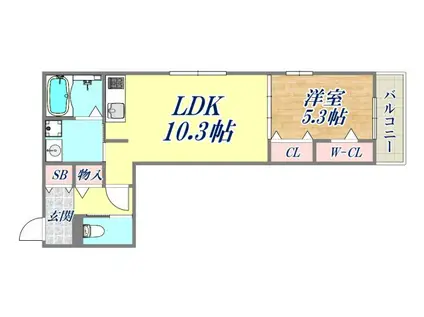 アリビオ立花(1LDK/1階)の間取り写真