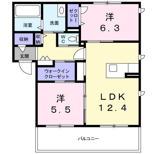 グランマスト ベレオ林町B棟(2LDK/3階)の間取り写真