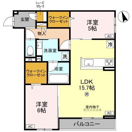 ファブール東羽衣(2LDK/2階)の間取り写真