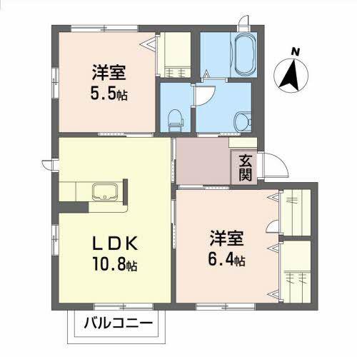 アルテールD(2LDK/2階)の間取り写真
