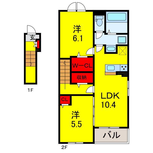 KOUWAI(2LDK/2階)の間取り写真