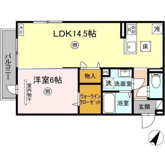 PREMILIFE羽屋(1LDK/2階)の間取り写真