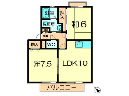サンビレッジ学園前東坂(2LDK/2階)の間取り写真