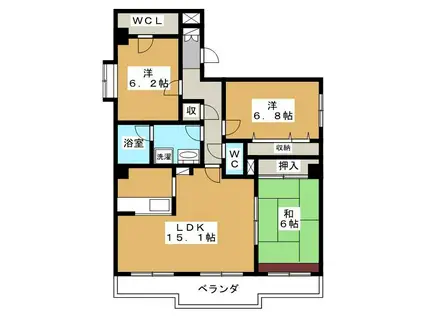 コンプリート烏丸七条(3LDK/2階)の間取り写真