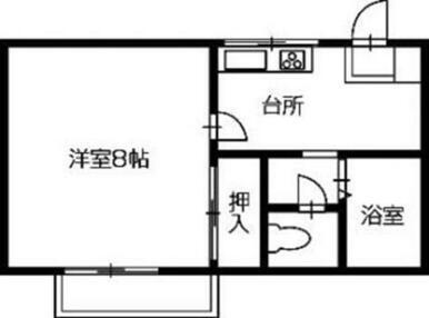 サンステージ四国大学前(ワンルーム/2階)の間取り写真