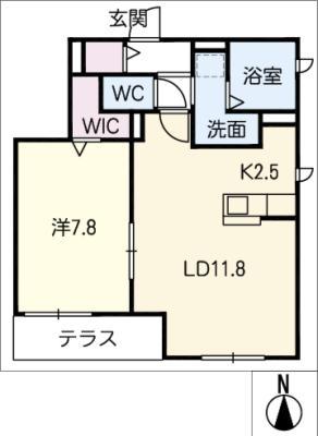グランシャリオ花の木(1LDK/1階)の間取り写真