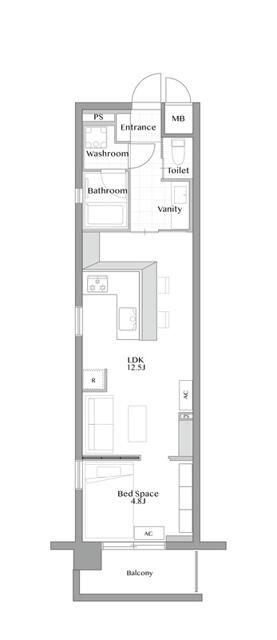 R-STYLE文京小石川(1LDK/2階)の間取り写真