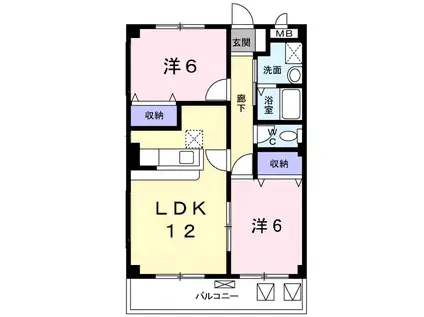 グランロード(2LDK/4階)の間取り写真