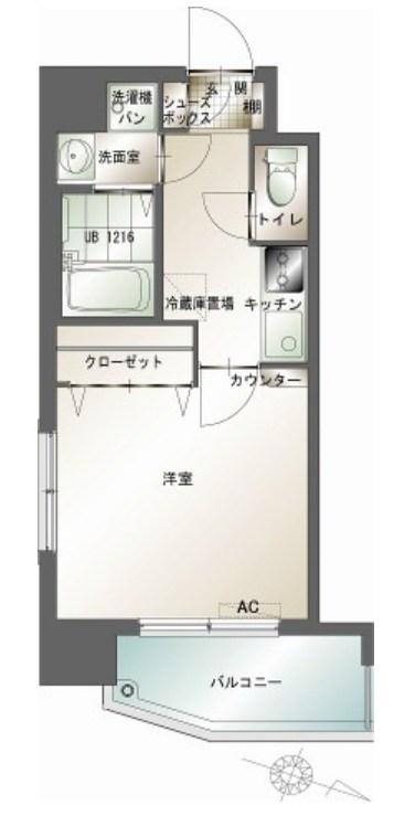エンクレスト赤坂(1K/9階)の間取り写真