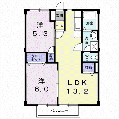 パークシルク(2LDK/2階)の間取り写真