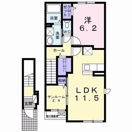 ハピネス(1LDK/2階)の間取り写真