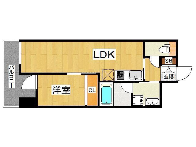 プライム香椎(1LDK/8階)の間取り写真