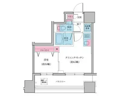 クレヴィアリグゼ日暮里(1DK/8階)の間取り写真