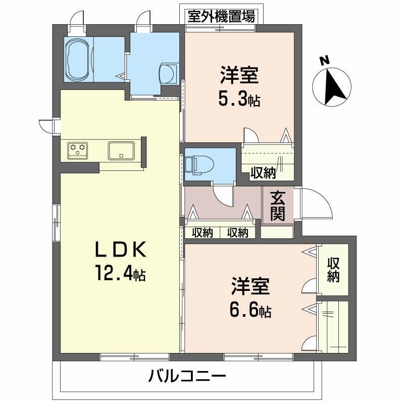 ヴィラージュヌフ III棟(2LDK/3階)の間取り写真