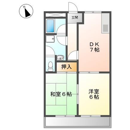 サンチェリオA(2DK/2階)の間取り写真
