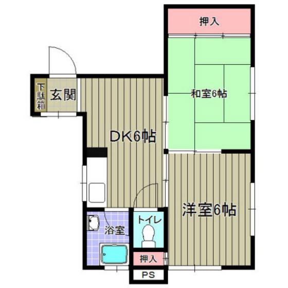 五十川ビル(2DK/3階)の間取り写真