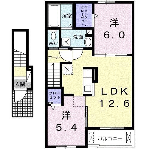 プレッソ橿原I(2LDK/2階)の間取り写真