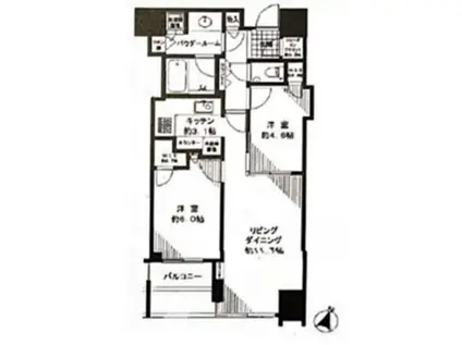 大崎ウエストシティタワーズW棟(2LDK/17階)の間取り写真